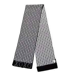 XOXO NWOT Women's black and white winter scarf rhinestone beaded